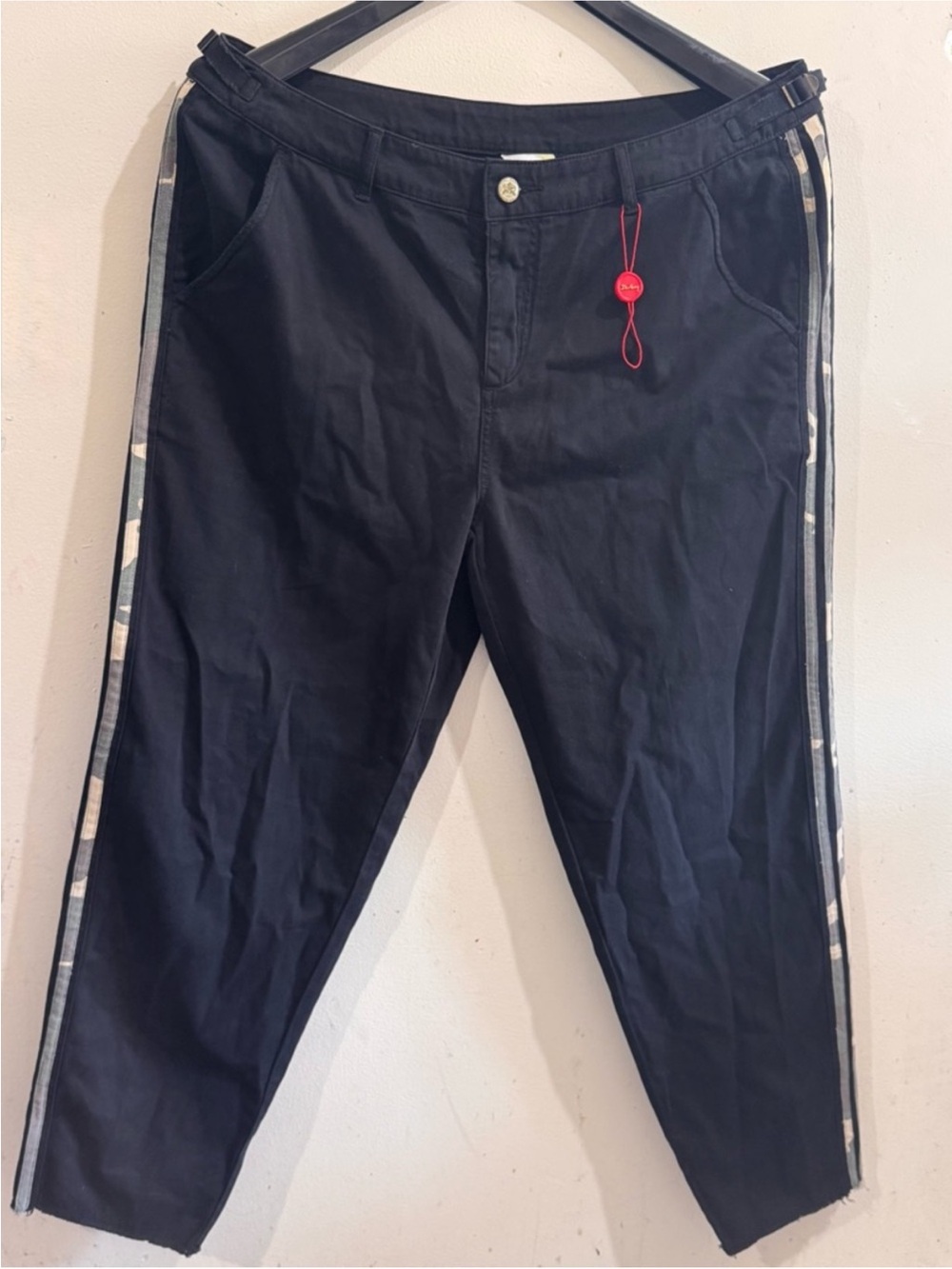 Da-Nang Black Chinos with Stripe Trim